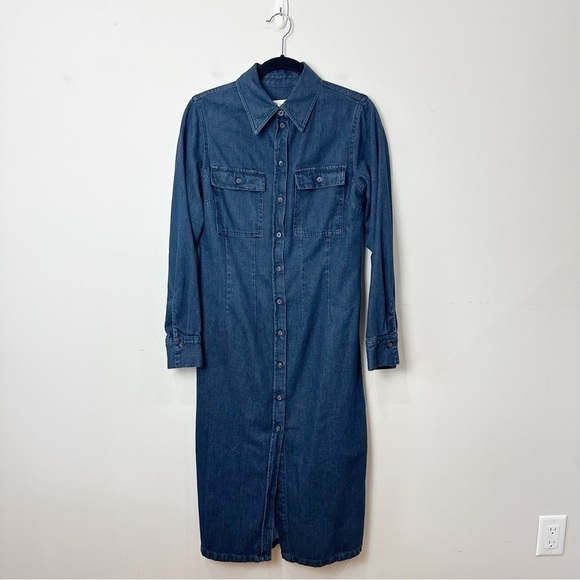 Zara Denim Button Up Shirtdress Blue - Picture 3 of 8